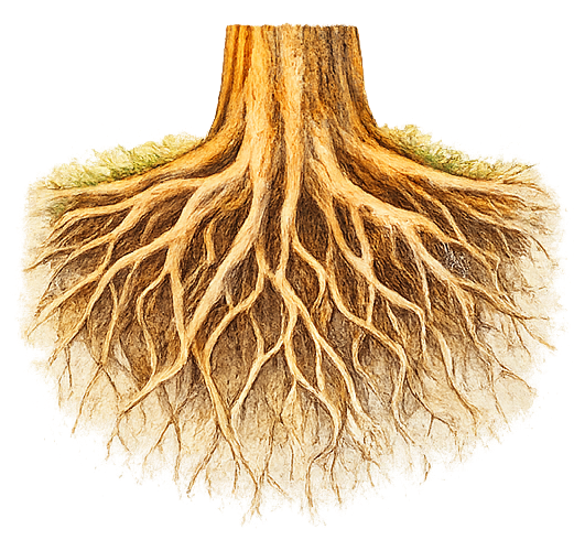 Hand-drawn illustration of deep roots